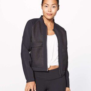 Lululemon The Spaces In-Between Zip Up Solid Mesh Bomber Sweat-wicking Jacket S